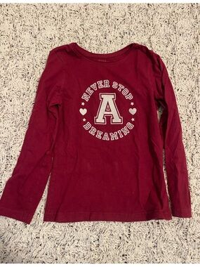 Primark Burgundy Long Sleeve Tee with White Graphic